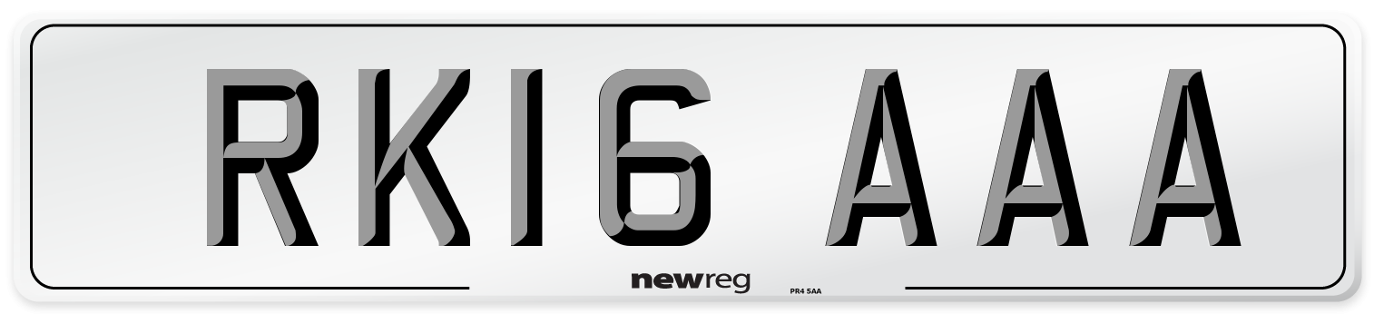 RK16 AAA Number Plate from New Reg